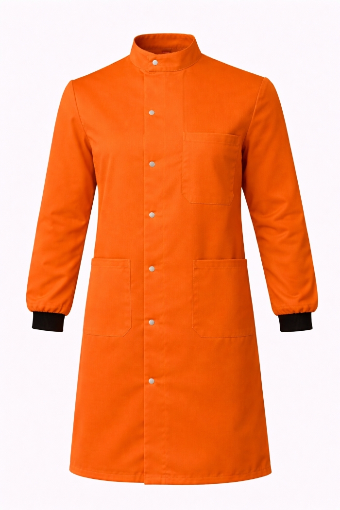 Howie Coat Stud Fastening Rib Cuff - 100% Cotton - Orange