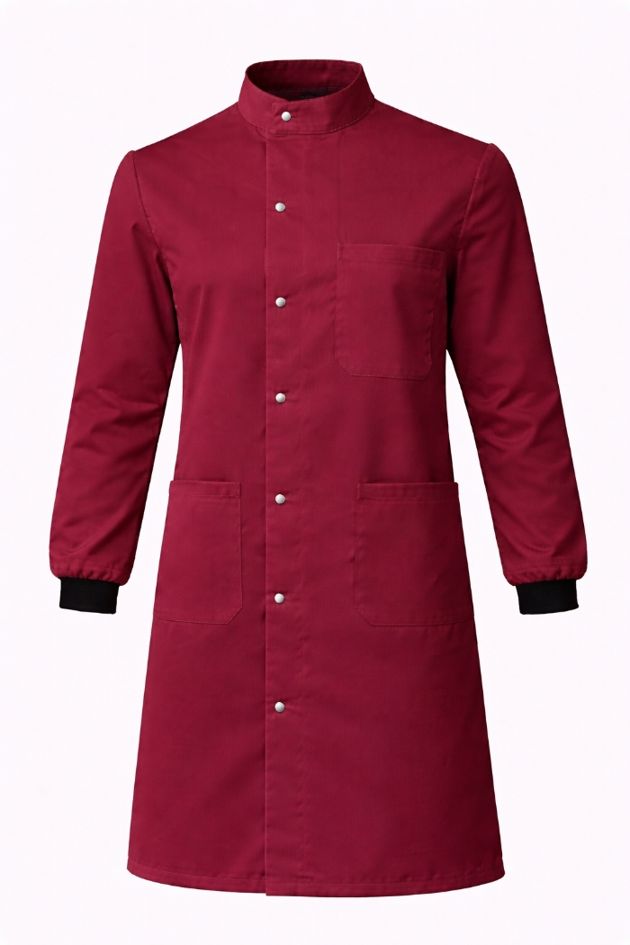 Howie Coat Stud Fastening Rib Cuff - 100% Cotton - Wine