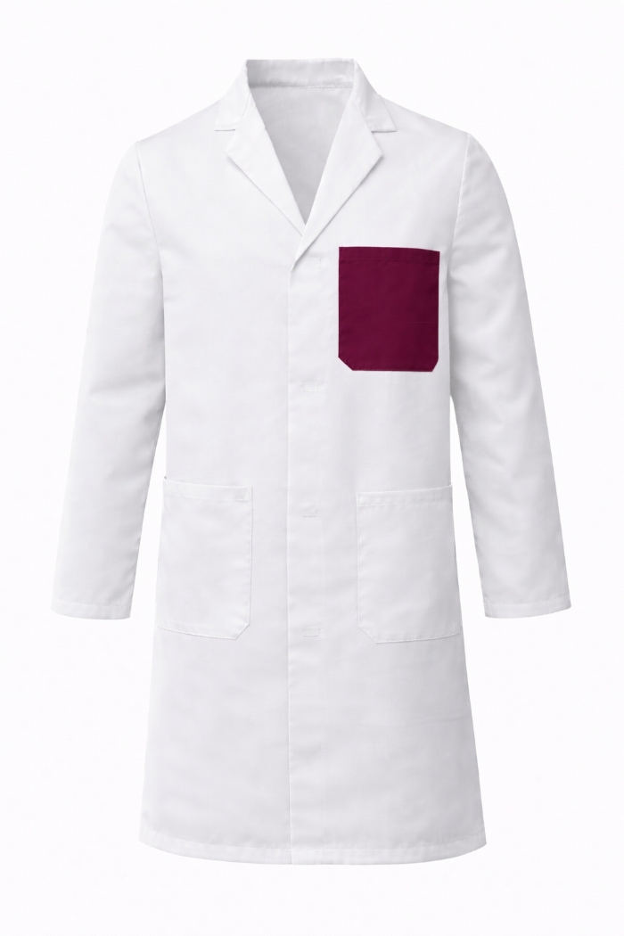 100% Cotton Drill Lab Coat - Student Identification (Wine Chest Pocket)