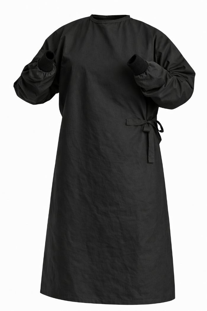 Reusable Surgical Gown - 100% Cotton - Black