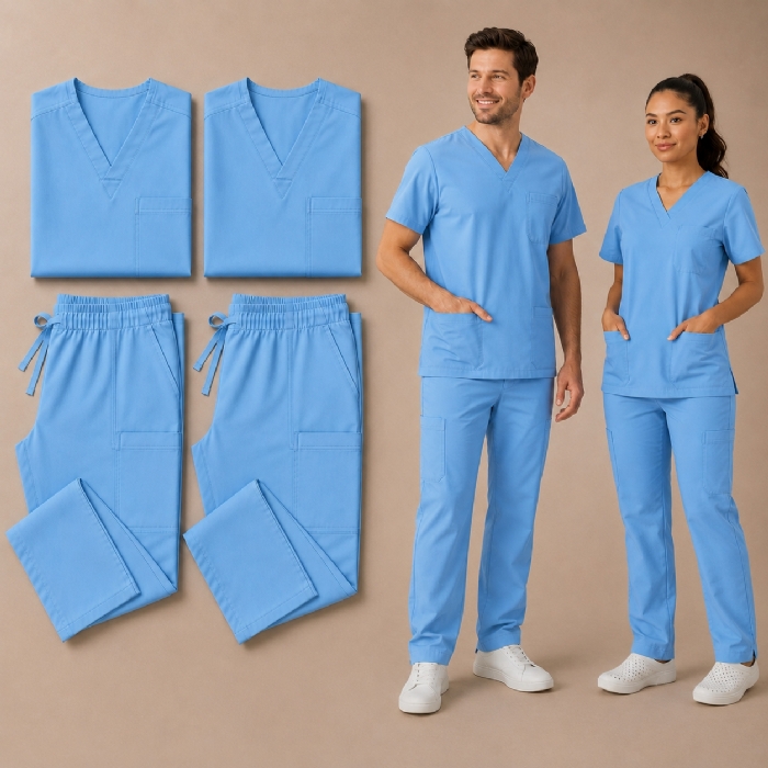 Copen 100% Cotton Medical Scrub Bundle 2 Tops & 2 Trousers